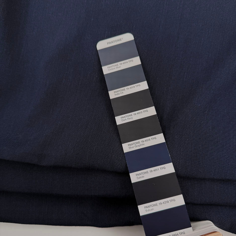 Blue cotton-linen blend, soft and non-stretch. Perfect for pants or shirts. High-quality deadstock collected in Stock from a Maison de Couture in Italy.