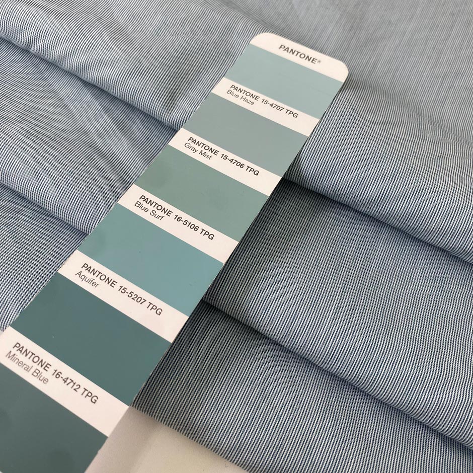 Stretch cotton fabric with a fine striped pattern in light blue. Very soft and light, ideal for shirts, dresses, and skirts. High-quality deadstock collected in Stock from a Maison de Couture in Italy.