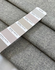 Pure wool in light gray with white threads, very soft and warm with a heavy hand. Ideal for coats, jackets, and structured pieces. High-quality deadstock collected in Stock from a Maison de Couture in Italy.