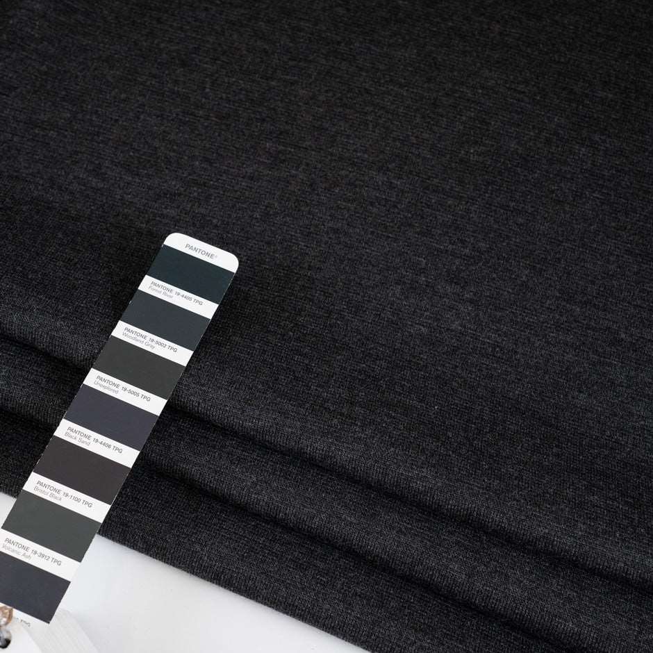 Gray wool Milano stitch. Soft and stretchy fabric. High quality deadstock fabric.