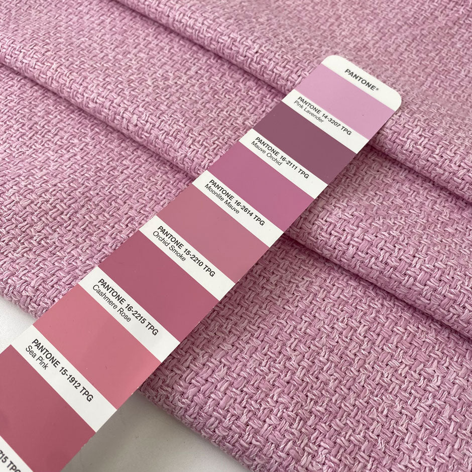 Cotton and viscose tweed in pink color, reference Pink Lavender. Very soft and light, ideal for jackets, dresses, skirts, and outerwear. High-quality deadstock collected in Stock from a Maison de Couture in Italy.