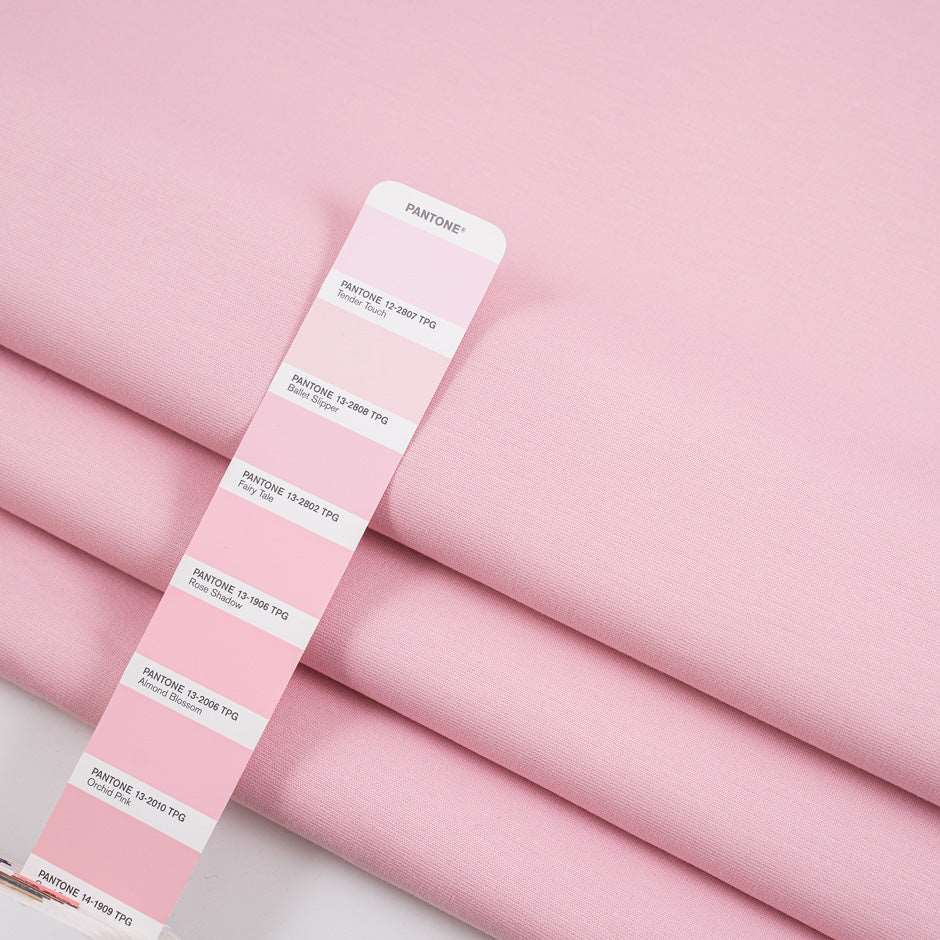 Pink pure cotton jersey coupled double face, stretchy and heavy. High-quality deadstock fabric collected in Stock from a Maison de Couture in Italy.