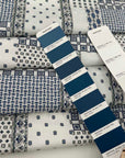 Blue and white stretch cotton poplin with a tie pattern, exceptionally soft. High-quality deadstock collected in Stock from a Maison de Couture in Italy.