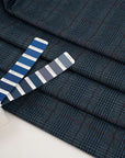 Prince of Wales blue and falling wool blend - High quality deadstock fabric