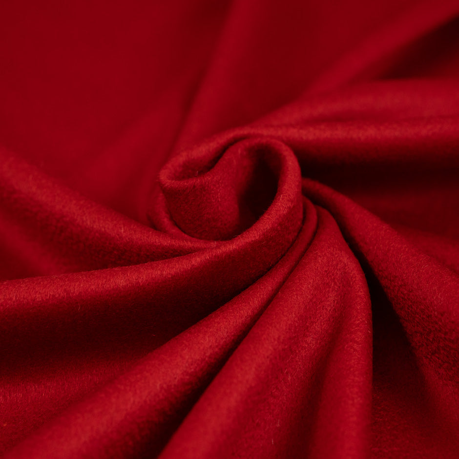 Red, soft, and pure wool cashmere weight jacket. High-quality deadstock fabric collected in Stock from a Maison de Couture in Italy.