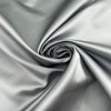 Silver pure silk duchesse satin, structured, lustrous and non-stretch. Perfect for skirts. High-quality deadstock collected in Stock from a Maison de Couture in Italy.