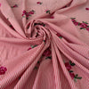 Striped Cotton And Polyester Yarn Dyed Popeline With Embroidered Flowers