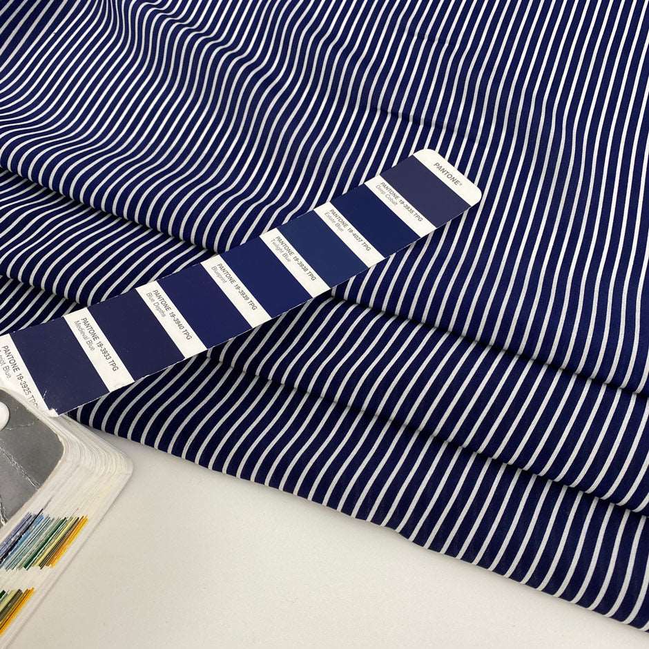 Soft and lightweight striped silk crepe de chine fabric. High quality deadstock fabric.