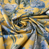 Yellow Heavy Cotton With A Blue Flowers' Print