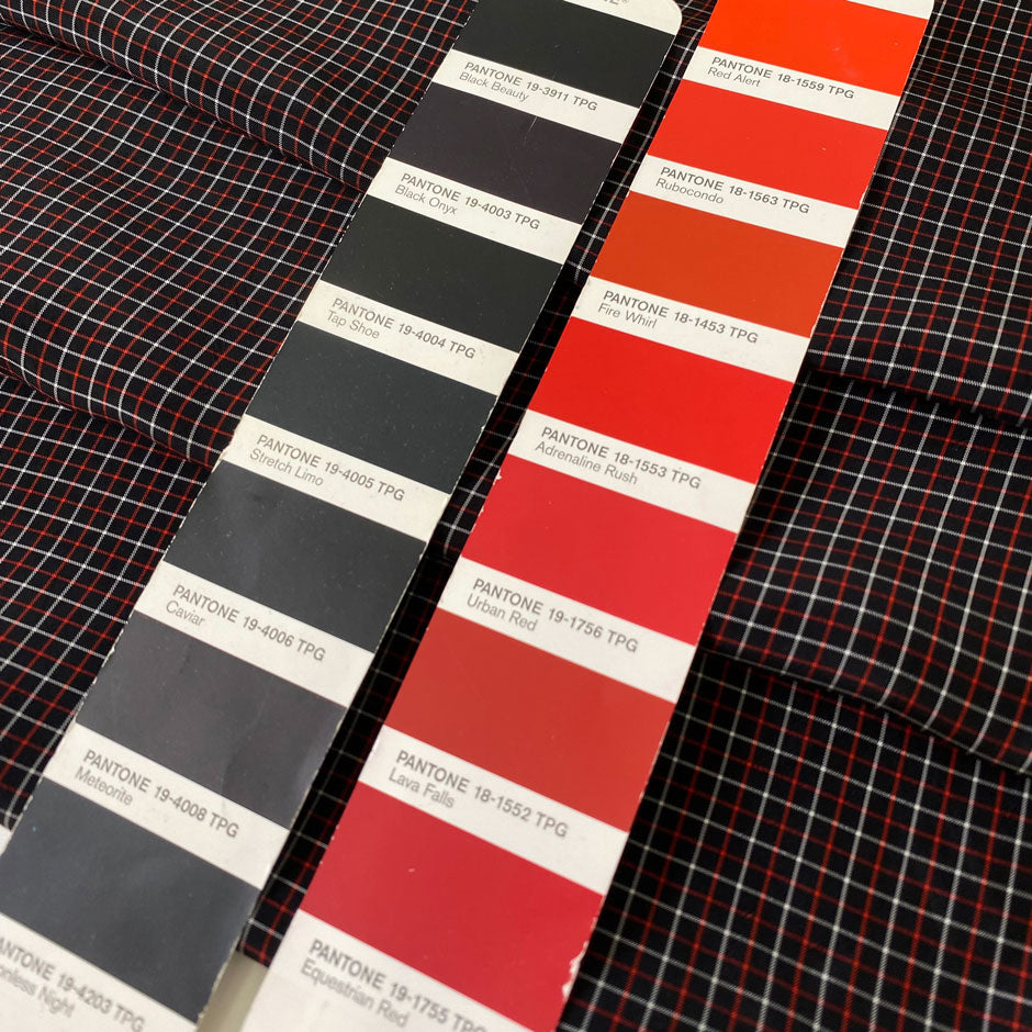 Pure viscose with a check pattern in the shades of black, red, and white. Very soft, flowy, and not transparent. Ideal for skirts and dresses. High-quality deadstock collected in Stock from a Maison de Couture in Italy.