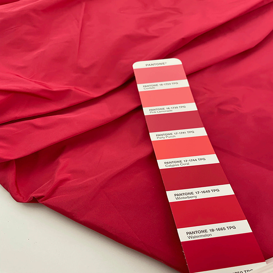 Crisp polyester tafta, solid color. High quality deadstock fabric picked up in Stock from a Maison de Couture in Italy.