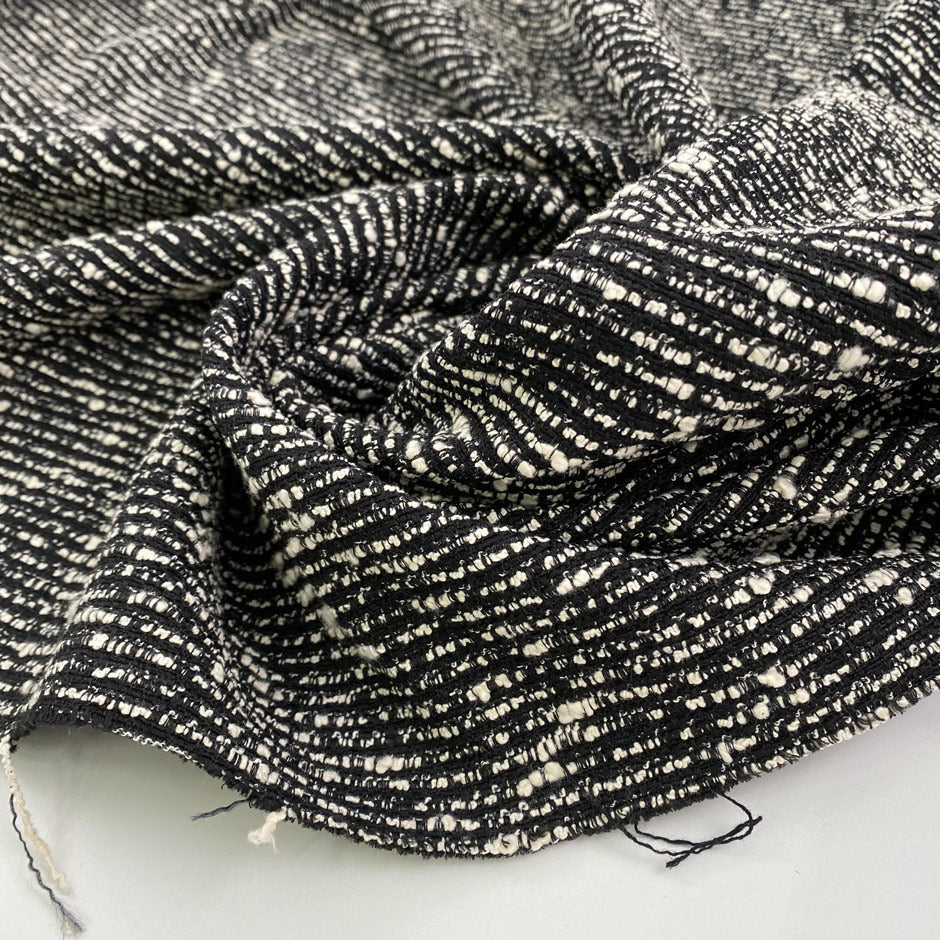 Tweed boucle cotton polyester black and white