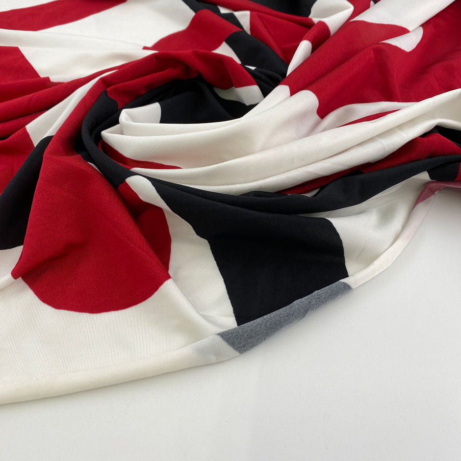 Red and black white printed viscose jersey