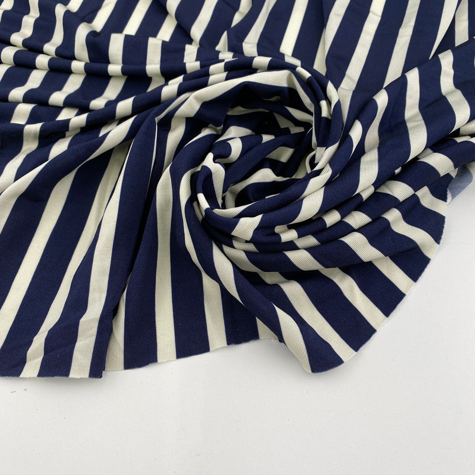 Striped printed viscose jersey