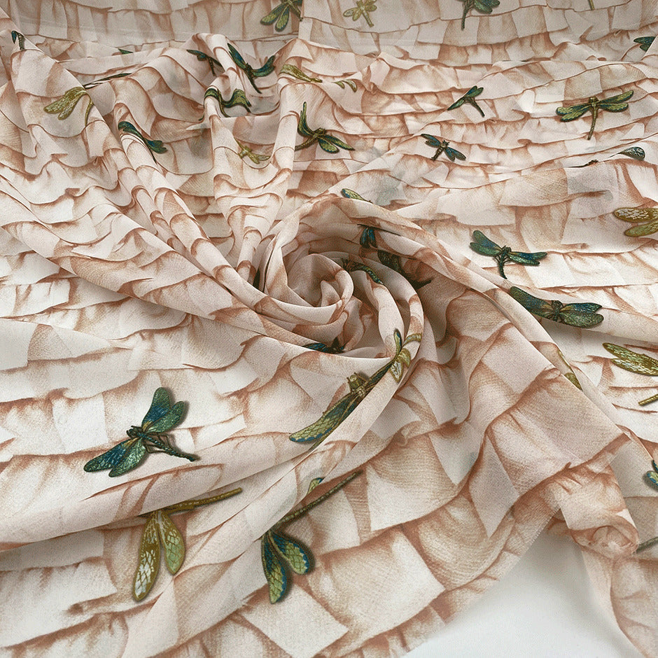 Soft and droopy transparent polyester georgette white beige