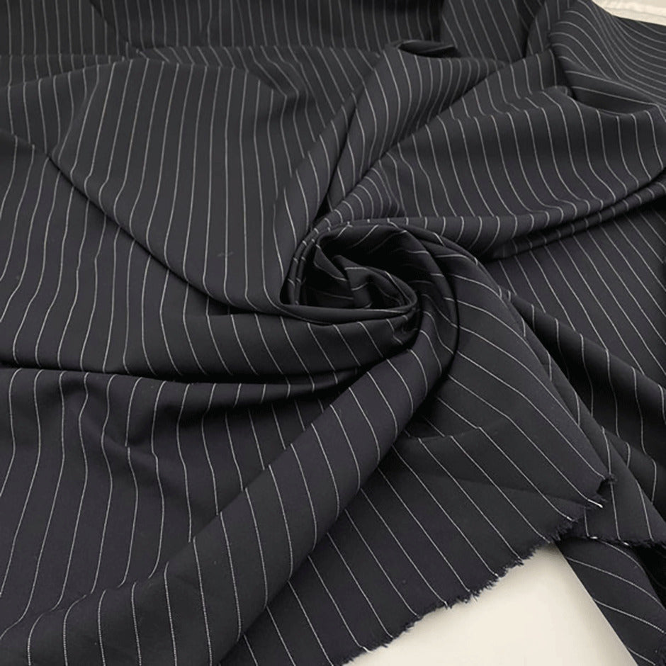 Viscose and polyester stretch soft pinstripe