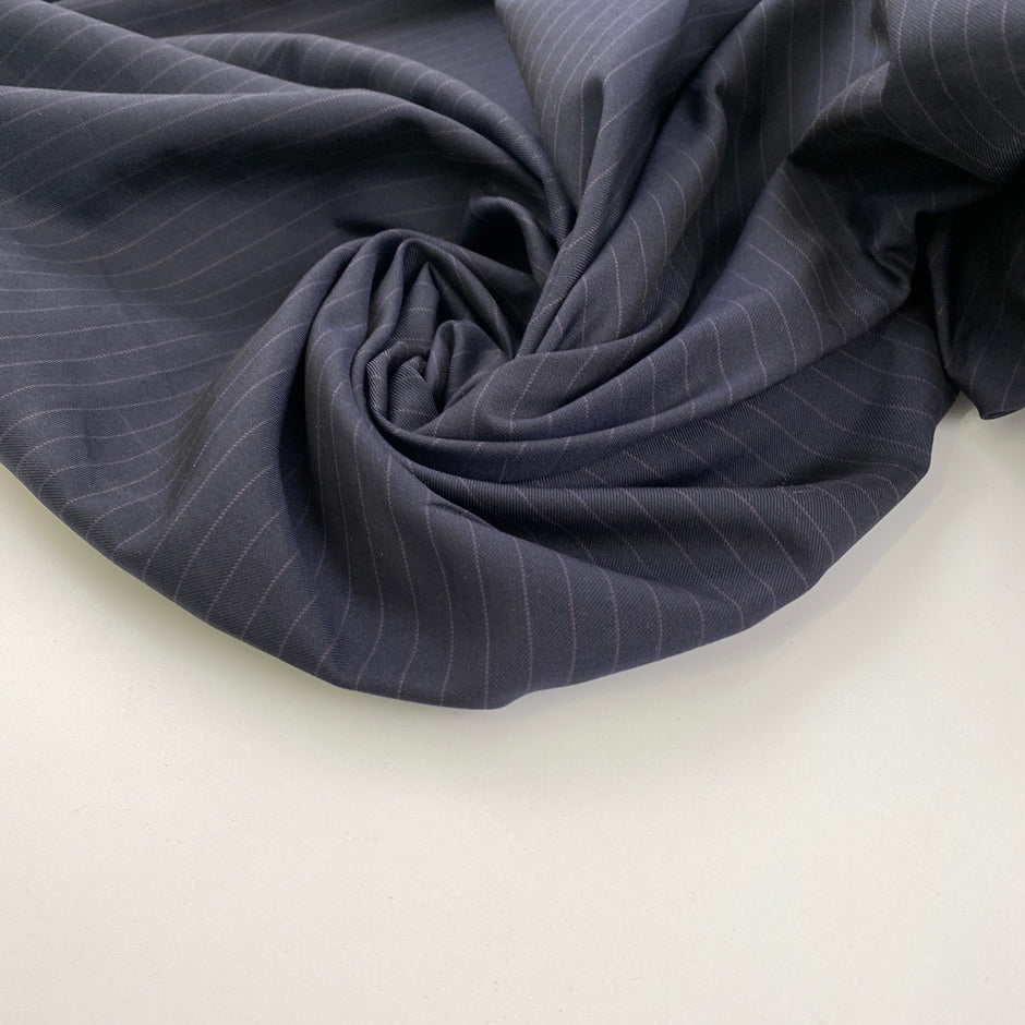 Yarn-dyed pinstripe cotton gabardine