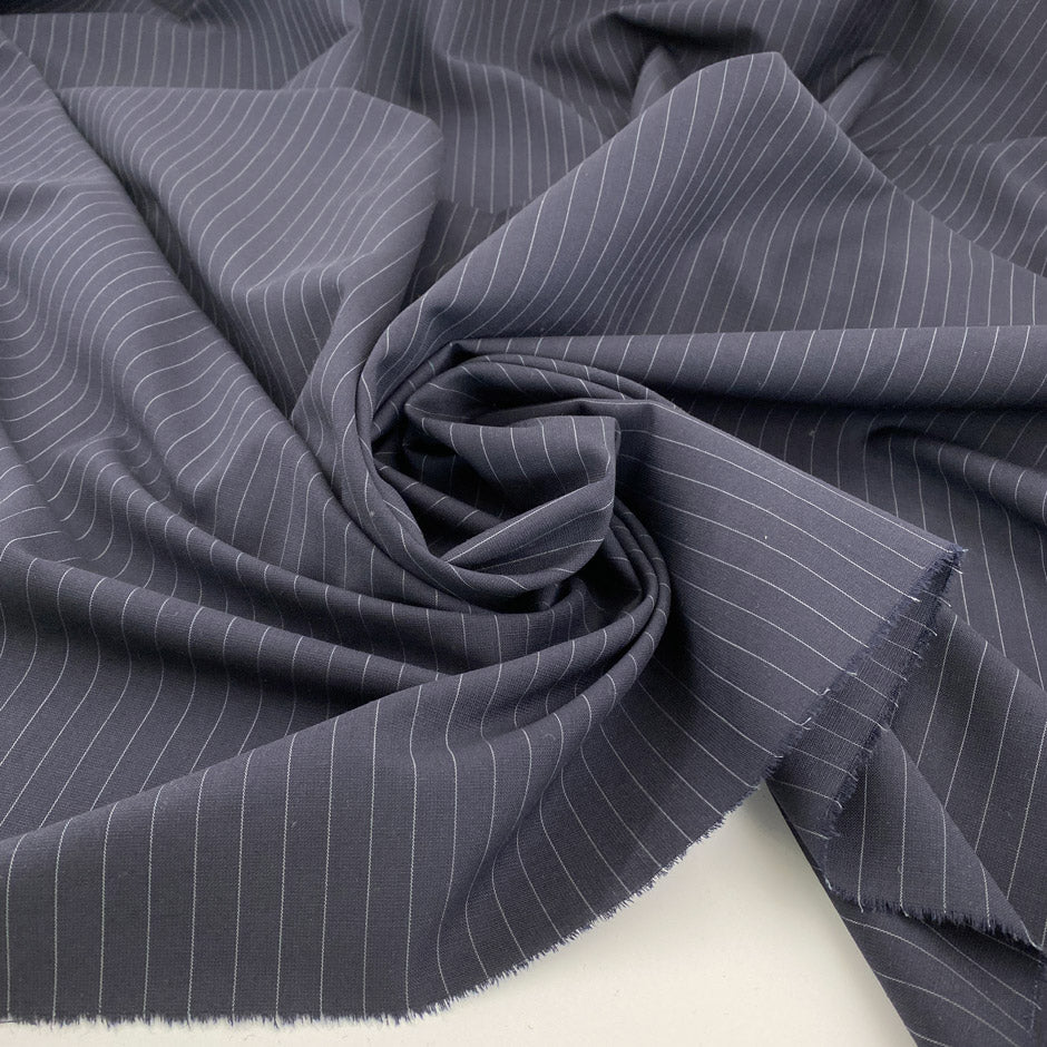Textured and pinstriped pure wool canvas