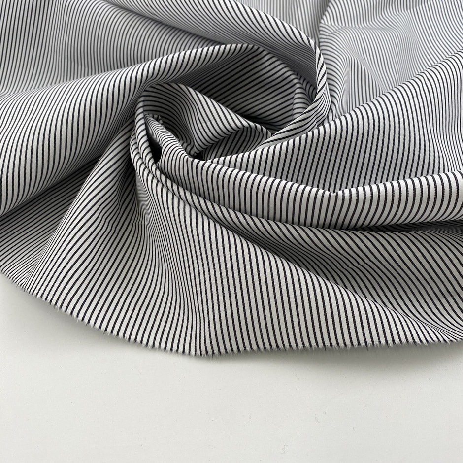 Yarn dyed striped cotton poplin