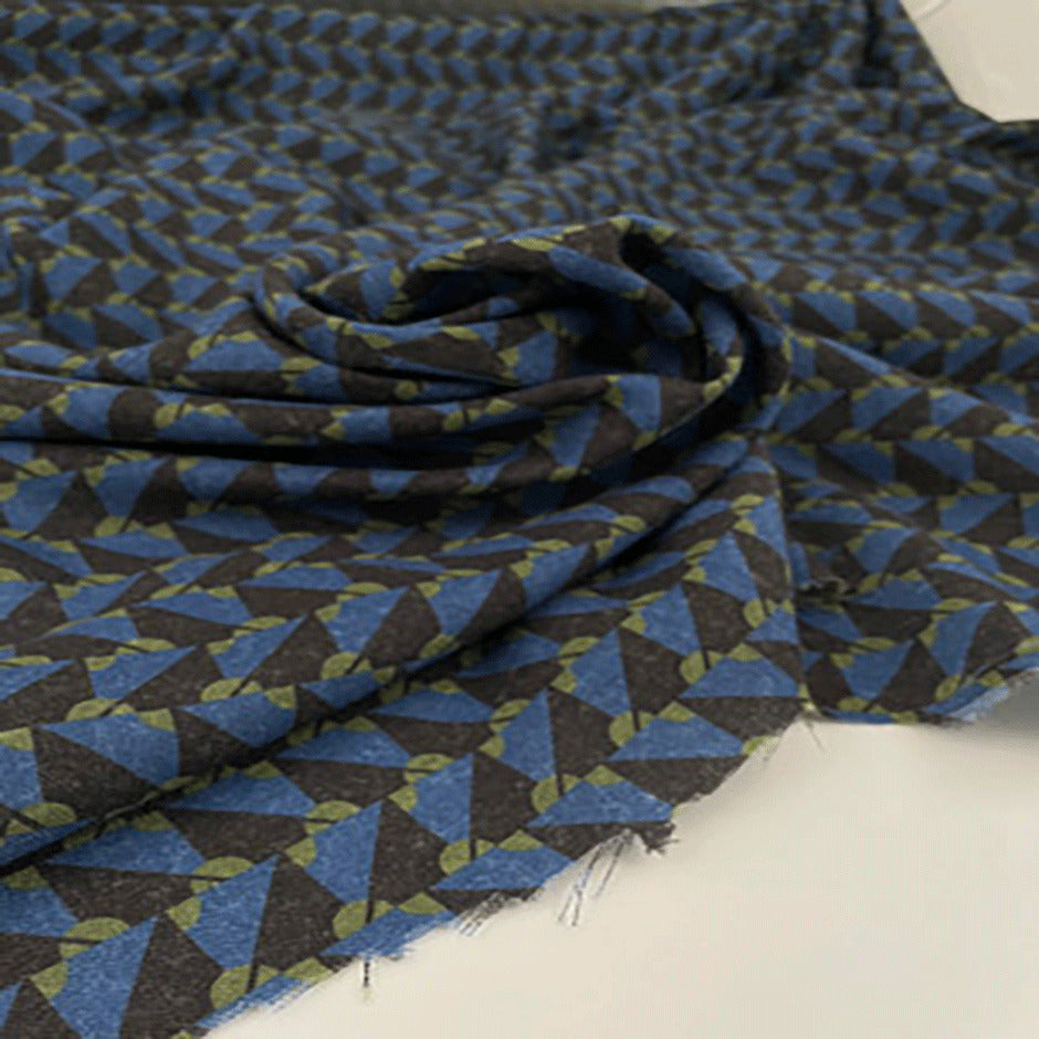 Printed soft wool canvas with geometric design