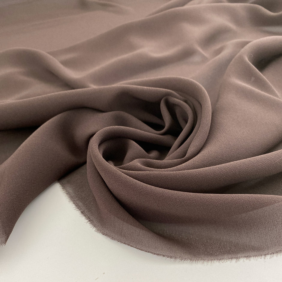 Plain brown silk georgette